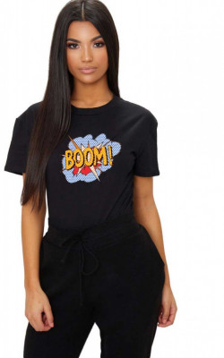 Tricou dama negru - Boom - L foto