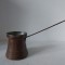 Ibric turcesc de cupru, cu coada lunga, vintage, lucrat manual, 9cm inaltime x 7.5cm diametru