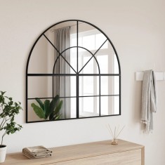 vidaXL Oglindă de perete, negru, 100x90 cm, arcuită, fier 3200611