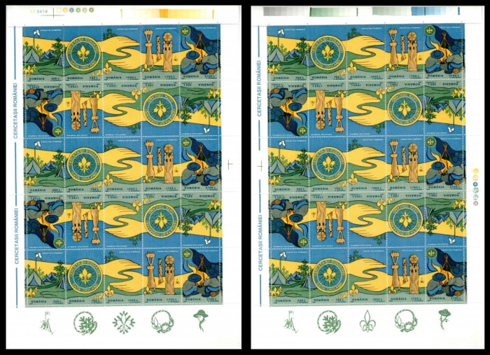 Romania 1997, LP 1442 c, Cercetasii Romaniei, 2 coli cu viniete diferite, MNH!