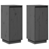 Cumpara ieftin Servante, 2 buc., gri, 31,5x34x75 cm, lemn masiv de pin