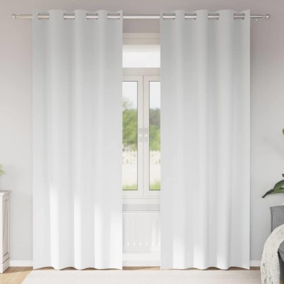 vidaXL Perdele cu perdele 2 pcs Alb pur 225x140cm Poliester 4107385 foto