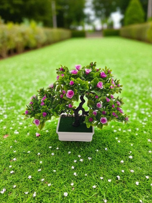 Copăcel decorativ artificial 25 cm cu flori roz