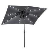 Outsunny Parasol de grădină Parasol drept 3 x 2 m luminos rectangular inclinabil cu LED solar oţel poliester de &icirc;naltă densitate gri | Aosom Romania