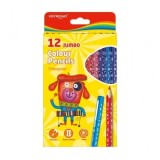 Creioane colorate Keyroad Jumbo KR971349, triunghiulare, 12 culori, blister carton