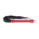 Bici OUCH! Flogger - Milan Collection, pentru jocuri erotice BDSM, din piele &icirc;mbinată, culoare roșu cu negru