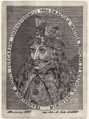 ✅Gravura 35x25 &amp;quot;Vlad Tepes - Dracula &amp;quot; ,aquaforte / hartie bumbac Fabriano ,2020 foto