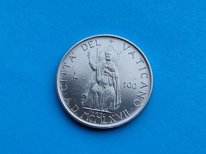100 Lire 1967 Vatican-AUNC-RAR