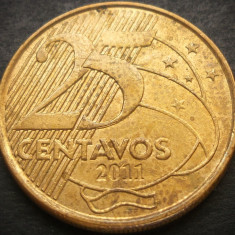 Moneda 25 CENTAVOS - BRAZILIA, anul 2011 * cod 3712