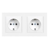 Nova priză &icirc;mpăm&acirc;ntată priză dublă 16A 250V cu cadru alb