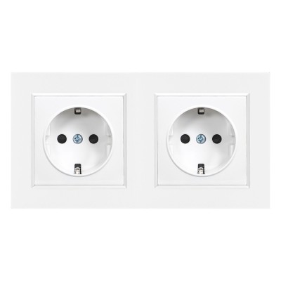 Nova priză &amp;icirc;mpăm&amp;acirc;ntată priză dublă 16A 250V cu cadru alb foto