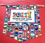 Fanion fotbal Campionatul Mondial 2026 USA-CANADA-MEXICO (dimensiuni f. mari 52x46 cm