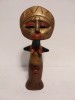 * Statueta africana Ashanti vintage, sculptura in lemn, pictata cu auriu rosu si verde, pentru fertilitate, arta tribala, 33cm