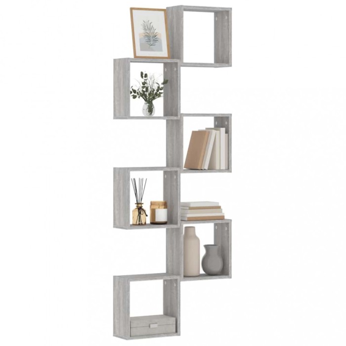 Gossi rafturi cub de perete 6 buc gri sonoma 30x15x30 cm