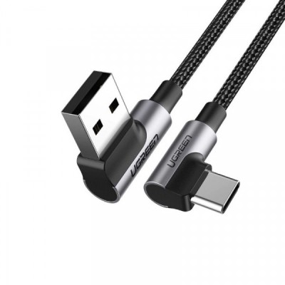 Cablu Date si Incarcare USB-A - USB-C UGREEN US176 Angled, 60W, 0.5m, Negru foto