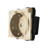 Priza simpla cu capac Luxion, modul auriu compatibil cu rame din sticla