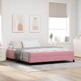 vidaXL Pat boxspring cu saltea Roz 180 x 200 cm Catifea