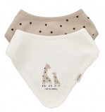 Cumpara ieftin Set 2 bavete Girafa, BabyCosy, Ecru/Mink