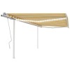 VidaXL Copertină retractabilă manual cu LED, galben și alb, 4x3,5 m