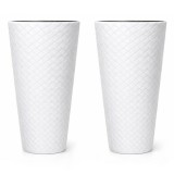 Set 2 ghivece de flori, Matuba Slim, rotunde, inalte, 40x78 cm, alb, Prosperplast GartenVIP DiyLine