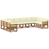 vidaXL Set de canapele de exterior cu pernă 10 pcs Natural și Crem 3385576