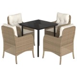 Cumpara ieftin Set mobilier de gradina cu perne, 5 piese, bej, poliratan