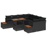 vidaXL Set de masă pentru grădină cu pernă 9 pcs Negru și Maro 3350055