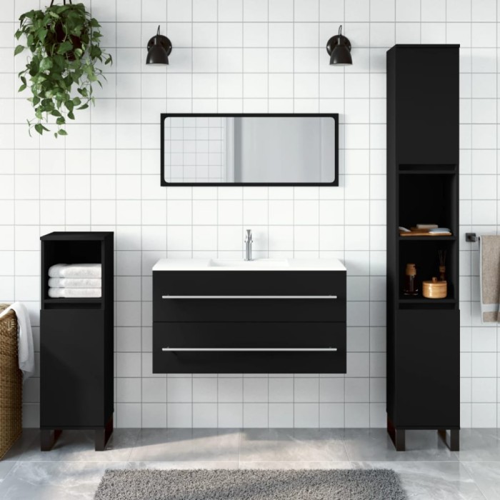 vidaXL Dulap de baie cu oglindă, negru, lemn prelucrat 833880