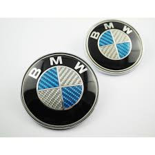 set embleme carbon fata spate alb albastru BMW 82 si 74 mm E46 E39 E38 E90 E60 foto