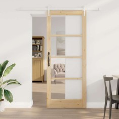 vidaXL Ușă glisantă Manual Maro 86 x 211 cm Lemn și metal 3332369