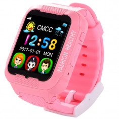 Ceas GPS Copii iUni Kid3, Telefon incorporat, Touchscreen 1.54 inch, Bluetooth, Notificari, Camera, Roz foto