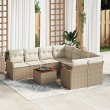 vidaXL Set de Canapea de Grădină 9 pcs Bej, alb Mare Ratan