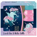 Set cutie sandwich si sticla de apa, Derform ZSBJR13, unicorni
