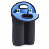 Husa Cooler Jacket pentru 2 sticle de 500 ml, Kwmobile, Negru/Albastru, Neopren, 55141.01