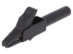 Bornă crocodil neagră 15A 4mm nichelată 300V