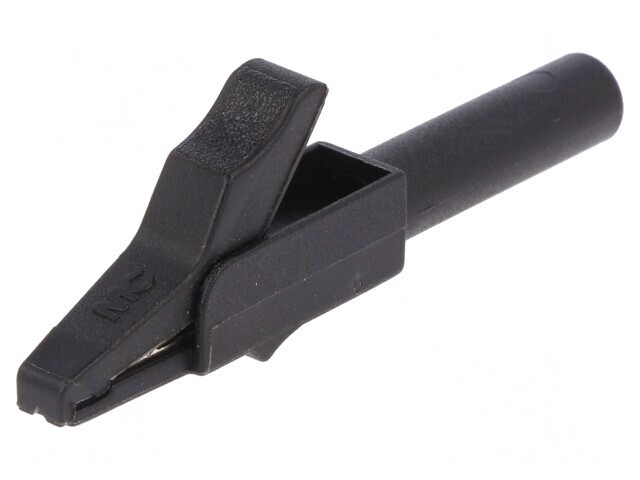 Bornă crocodil neagră 15A 4mm nichelată 300V