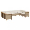 Set canapele de gradina, 9 piese, cu perne, bej, poliratan