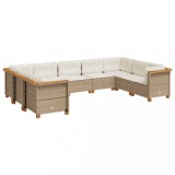 Cumpara ieftin Set canapele de gradina, 9 piese, cu perne, bej, poliratan
