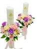 Set nunta, 2 lumanari personalizabile cu nume si data decorate cu flori din foita de sapun, 40 cm (Multicolor), Eventissimi&reg;