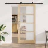 Ușă glisantă vidaXL cu set hardware &#039;ORKDAL&#039;Lemn masiv &amp; Sticlă