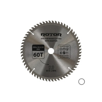 Disc taiat lemn ROTOR 230*22,2/20 cu adaptor 60T Innovative ReliableTools foto