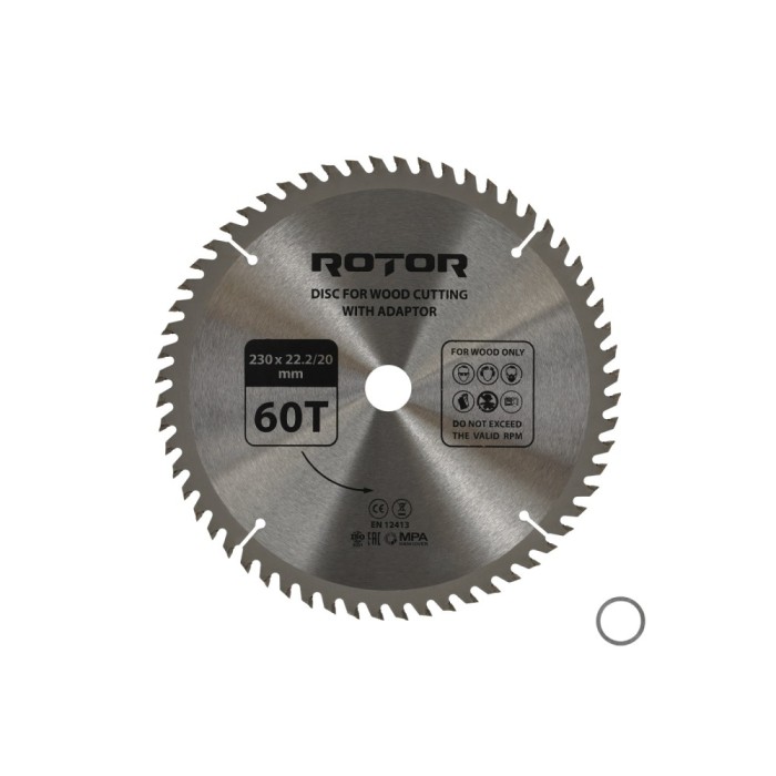 Disc taiat lemn ROTOR 230*22,2/20 cu adaptor 60T Innovative ReliableTools