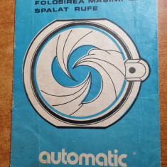 masina de spalat rufe automatic - instructiuni de folosire - cugir - anii '80