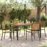 VidaXL Set de masă pentru grădină 5 pcs Negru 150 x 90 x 75 cm