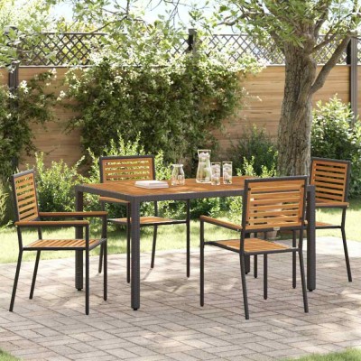 vidaXL Set de masă pentru grădină 5 pcs Negru 150 x 90 x 75 cm 3365438 foto