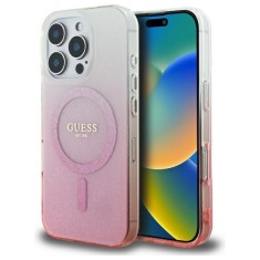 Husa iPhone 16 Pro Max originala Guess IML Glitter Gradient MagSafe, roz, GUHMP16XHGRCELP foto