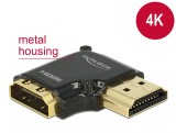 Adaptor HDMI-A T-M unghi 90 grade dreapta 4K carcasa metalica, Delock 65661