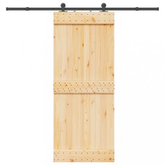 vidaXL Ușă glisantă cu set de feronerie 85x210 cm, lemn masiv de pin 3332672