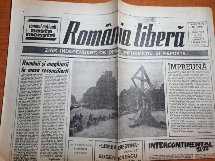romania libera 1 aprilie 1990-eugen ionesco la 80 ani,100 zile de la revolutie