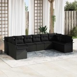 Cumpara ieftin Set de canapele pentru gradina 10 buc. Negru poliratan